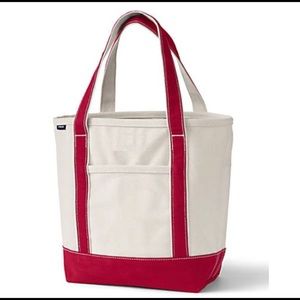 XL Natural Open Top Canvas Tote Bag with red strap